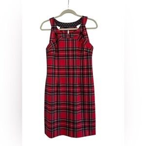 Gretchen Scott Designs Plaid Dress Holiday Stretch Red Plaid Size Medium